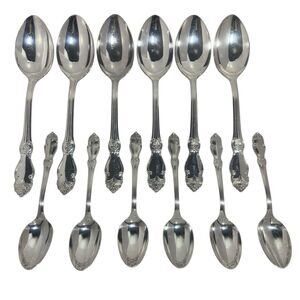 Vintage Soviet USSR Melchior Cupronickel Spoon Set of 6 Tea & 6 Table Spoon МНЦ